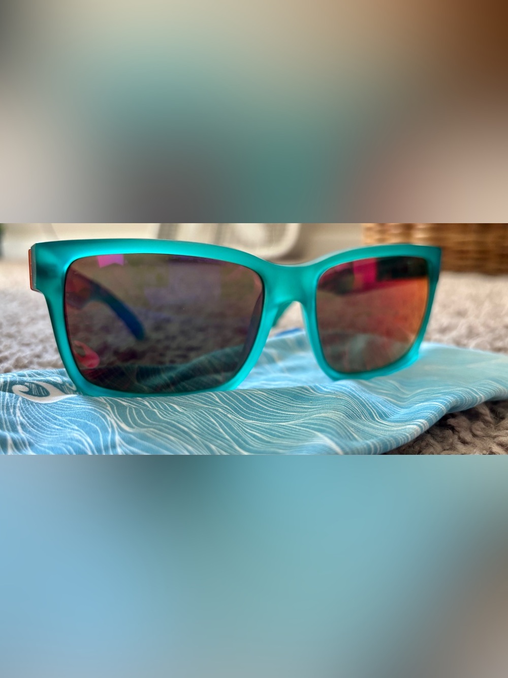Von Zipper Teal Frame Sunglasses with Mirrored Lens